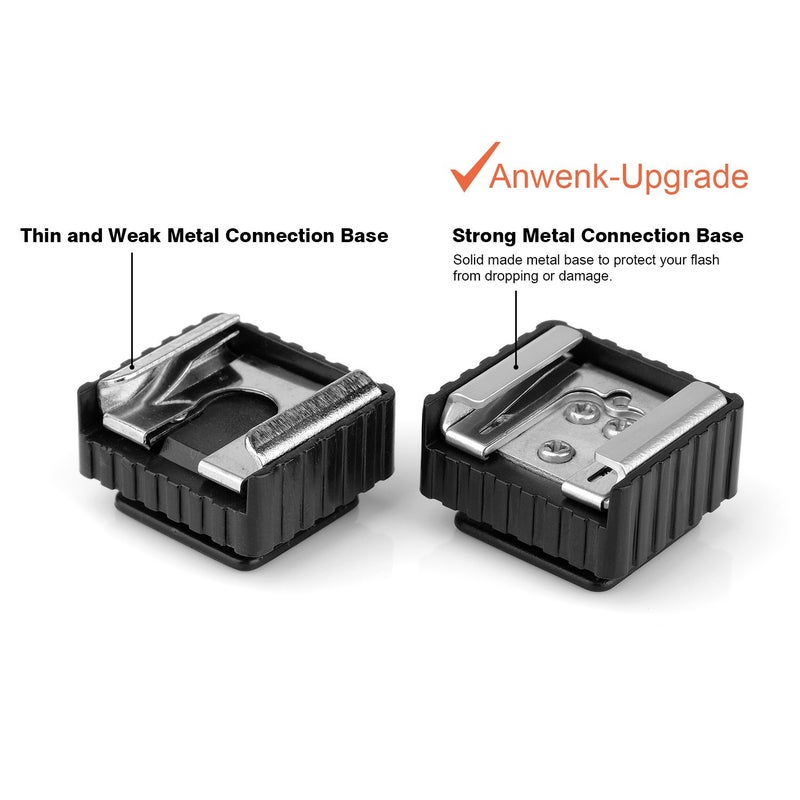 Anwenk 2Pack Flash Hot Shoe Mount Adapter to 1/4 Thread Hole with 1/4"-20 Male to 1/4"-20 Male Tripod Screw Adapter for Flash Holder Bracket Light Stands Umbrella Holder Flash Bracket,Strong &Solid (Update) - Image 2